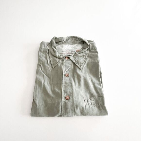 Quiksilver Edition Mens Camp Shirt Casual Button Down Green Regular Fit Medium - Picture 7 of 7